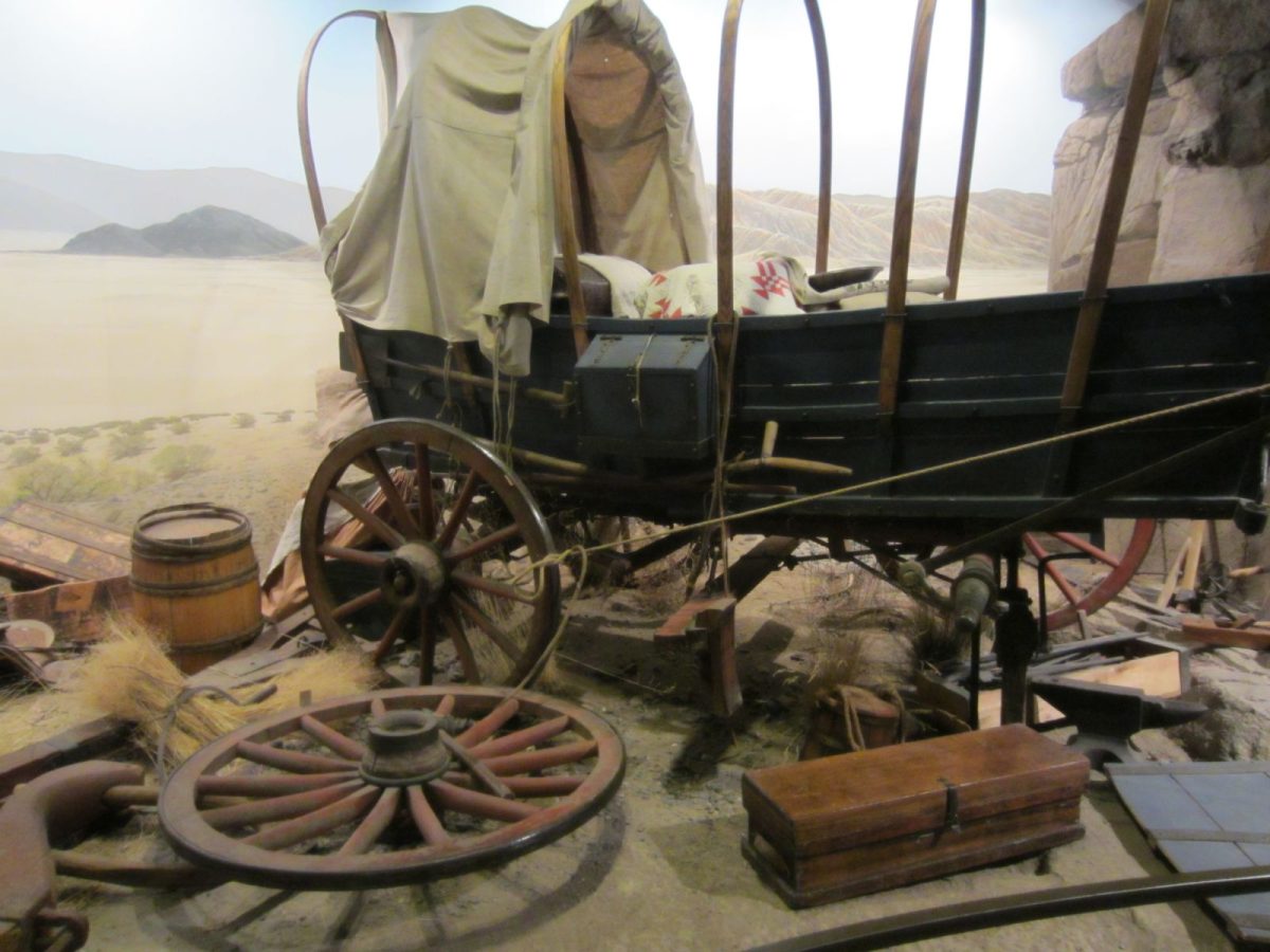 Oregon trail display at museum
